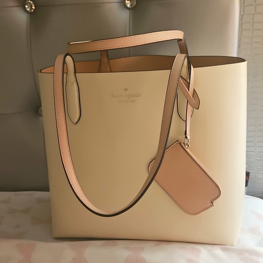 Kate Spade Cream and Pink Tote Bag